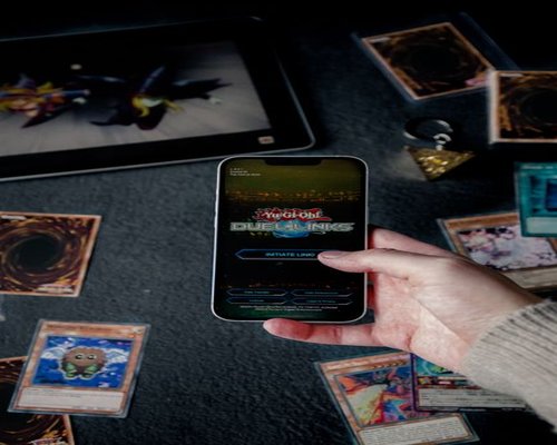 Large central smartphone showing the CROWN gaming exhibition hub